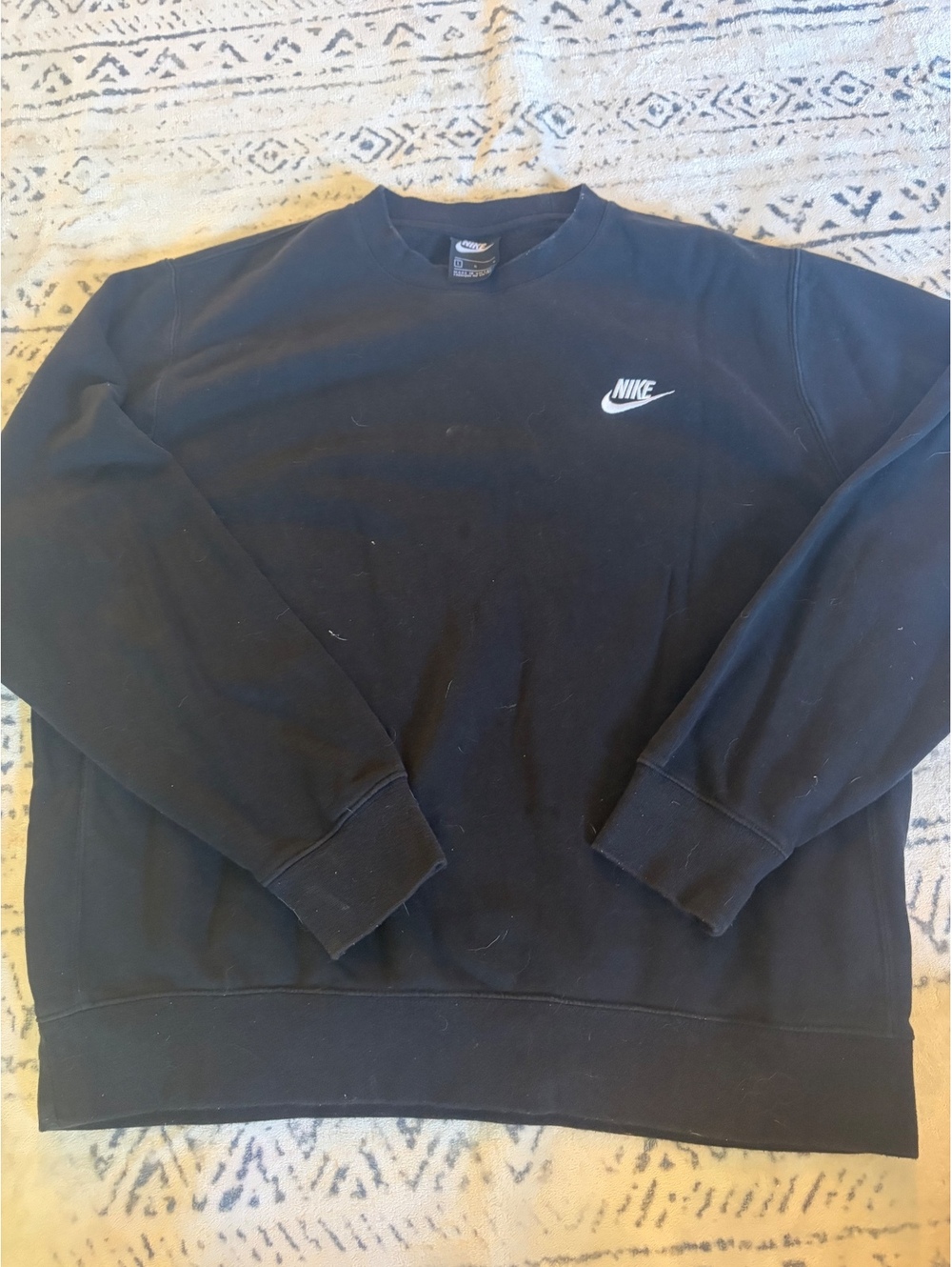 Nike Black Crewneck Sweatshirt with White Logo, Size large